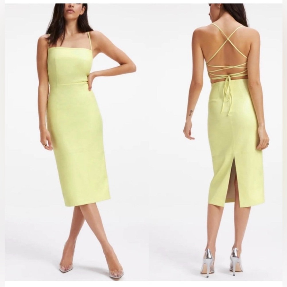 GOOD AMERICAN Vacay Lace-Up
Faux Leather Sheath Dress, SIZE 0 KEY LIME 0209